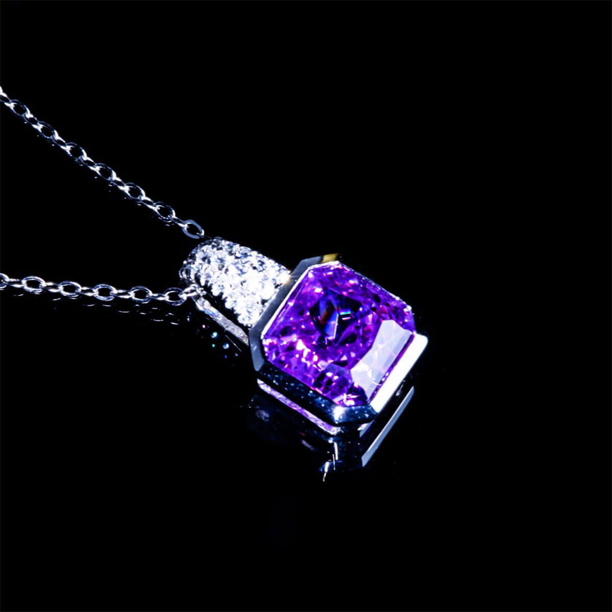 Bezel Setting Octagon Shape Purple Gem Chain