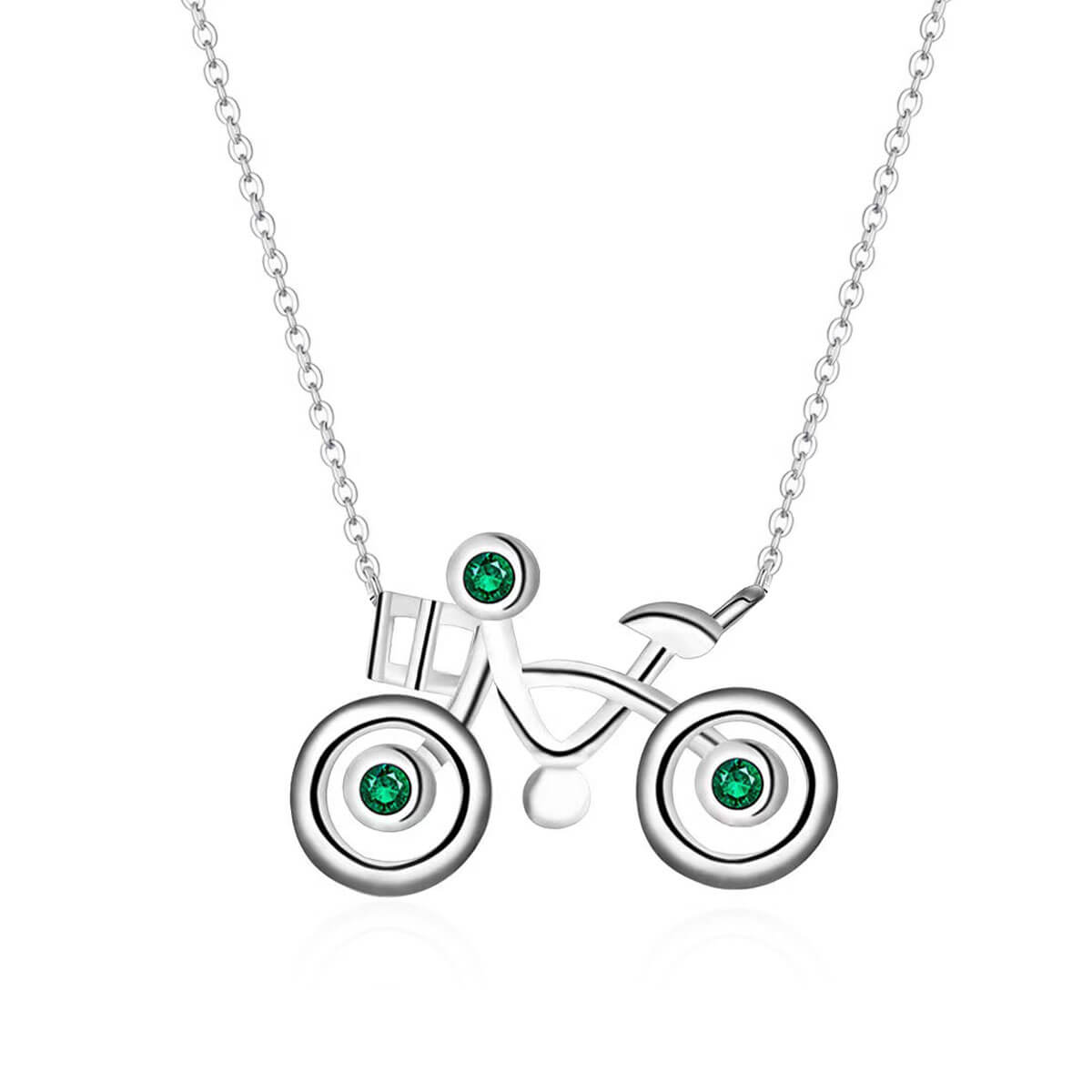 White Gold Bike Shape Emerald Chain