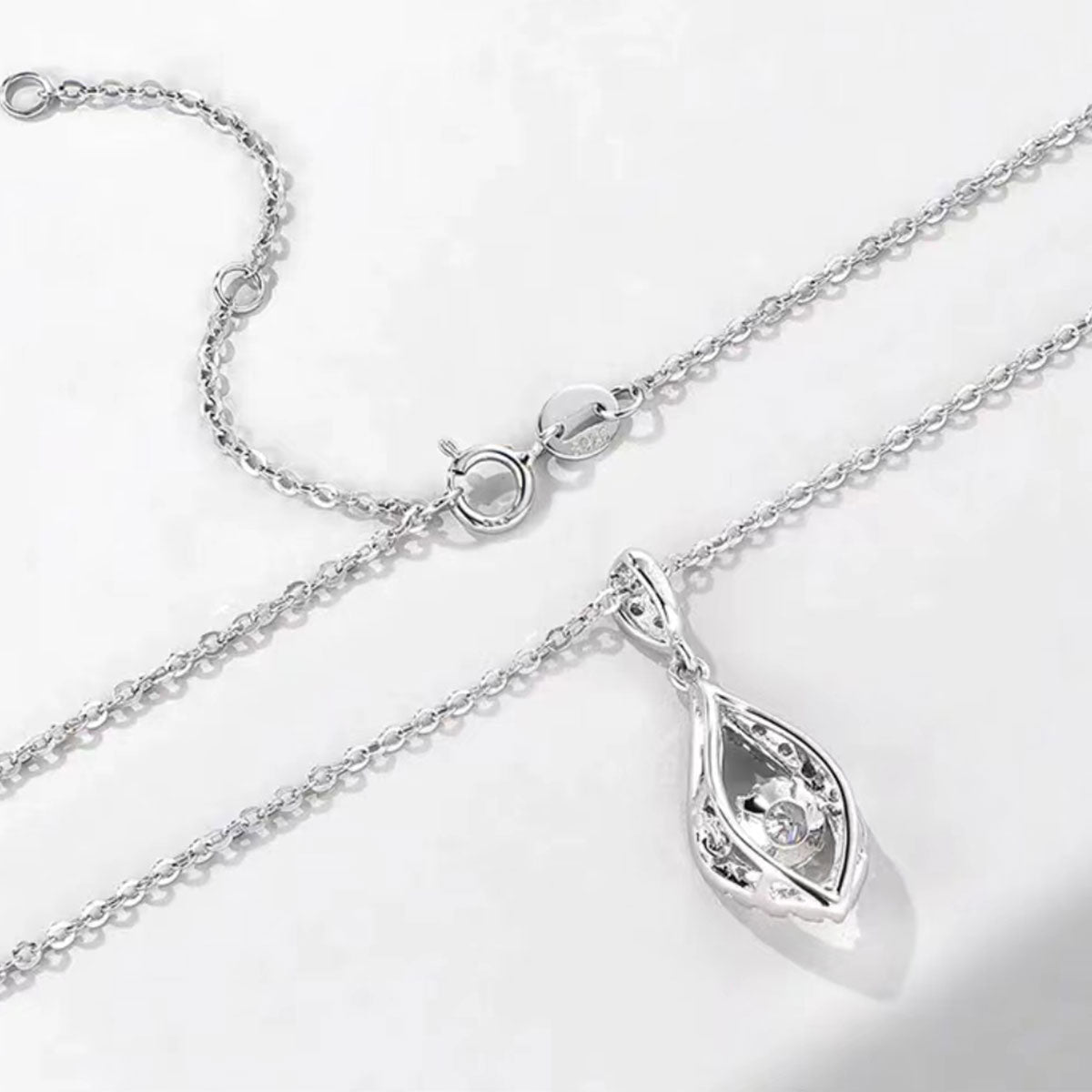 White Gold Drip Shape Full Stones Beating Pendants Chains