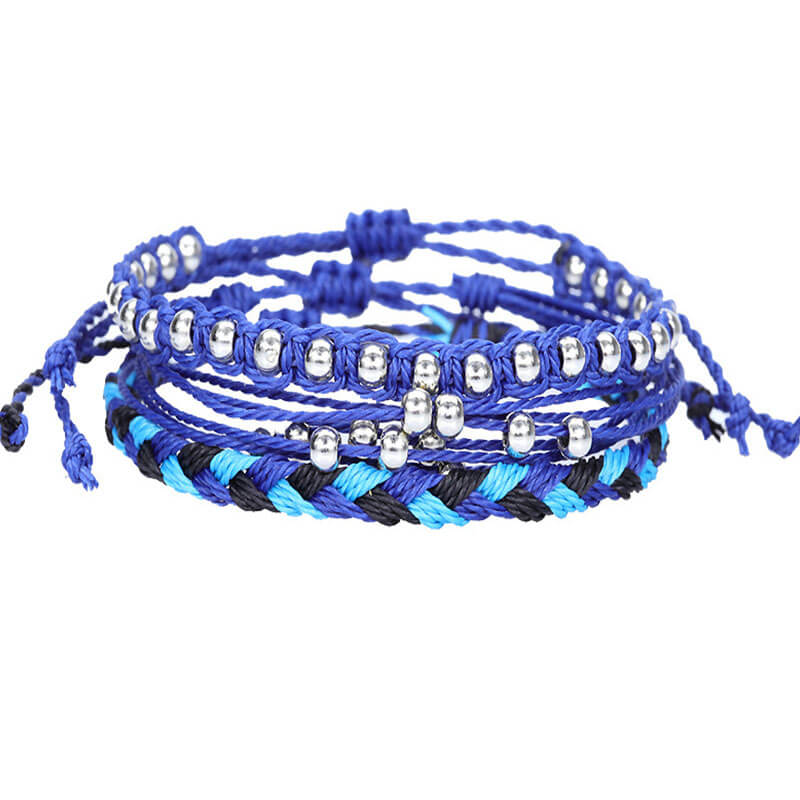 Waterproof Wax Thread Bracelet Handwoven Bracelet Three-piece Beach Surf Bracelet