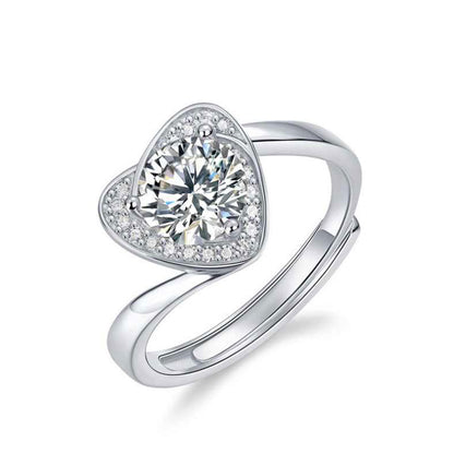 White Gold Channel Setting Stones Heart Shape Moissanite Ring