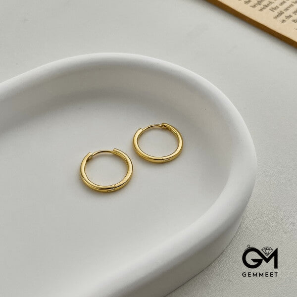 S925 Sterling Silver Plain Plain Hoop Earrings