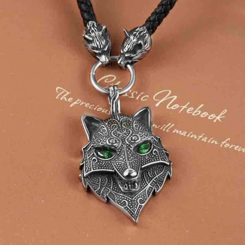 Titanium Steel Punk Viking Wolf Pendant