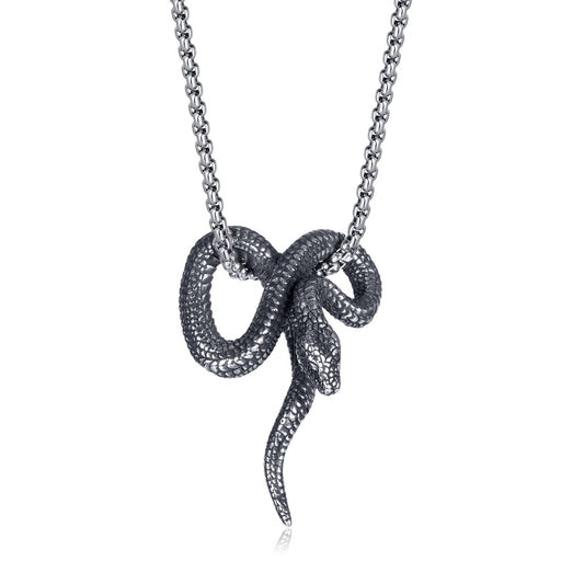 Titanium Steel Snake Pendant Chain Necklace