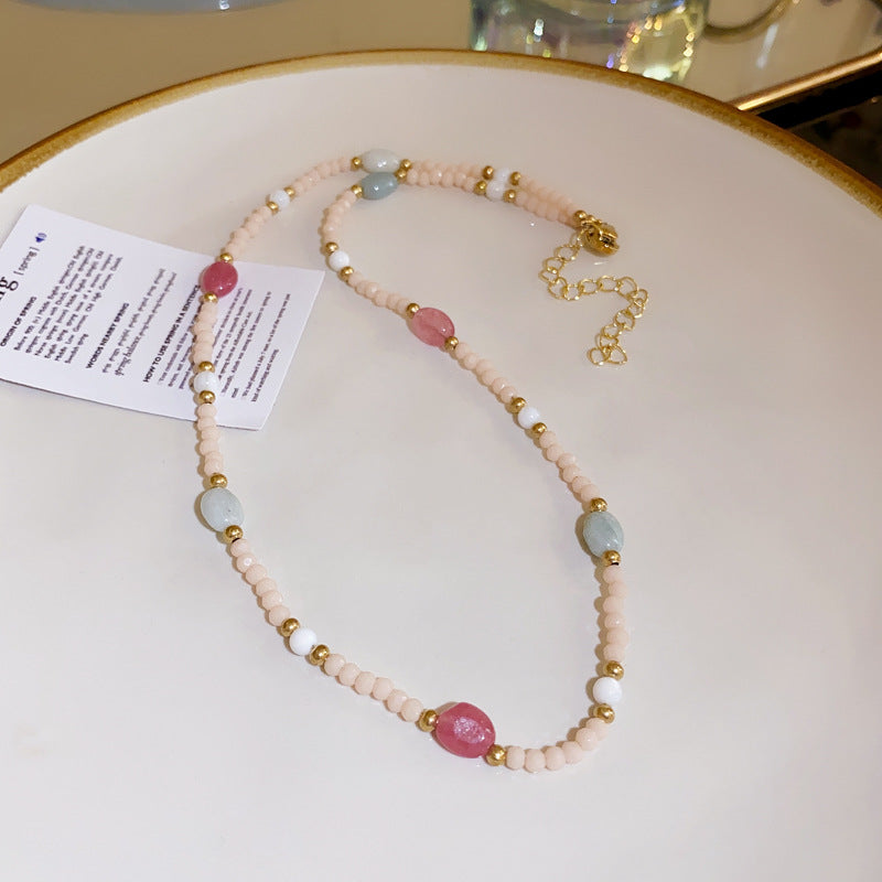 Zircon Love Pearl Colorful Necklace