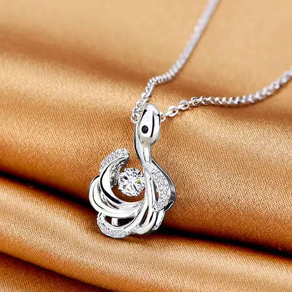 White Gold Swan Shape Beating Shinny Pendants Chains