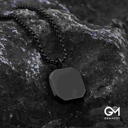 Black Square Pendant Necklace