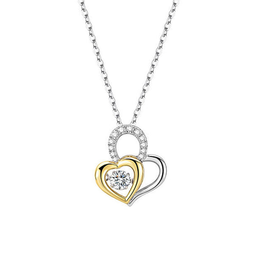 Hollow Double Heart Shape Beating Pendants Chains