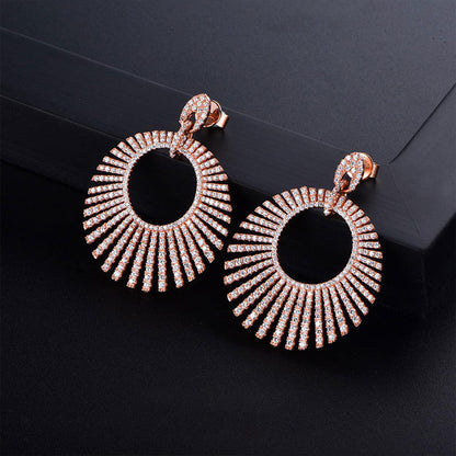 Rose Gold Seashell Shape Full Stones Drop Earrings