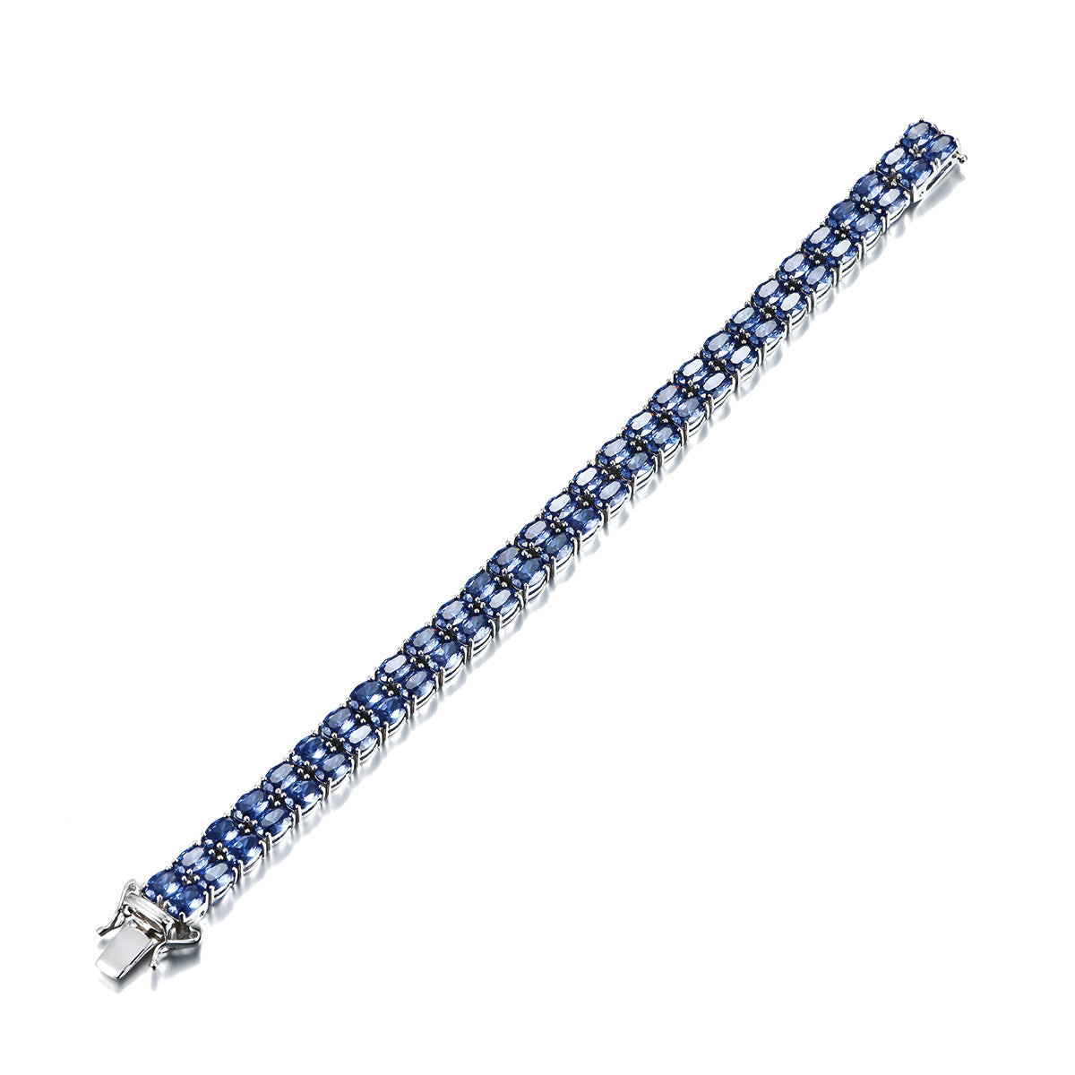 Sterling Silver Pear Cut Blue Sapphire Tennis Bracelet