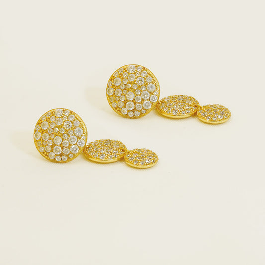 Golden Druzy White Stones Drop Earrings