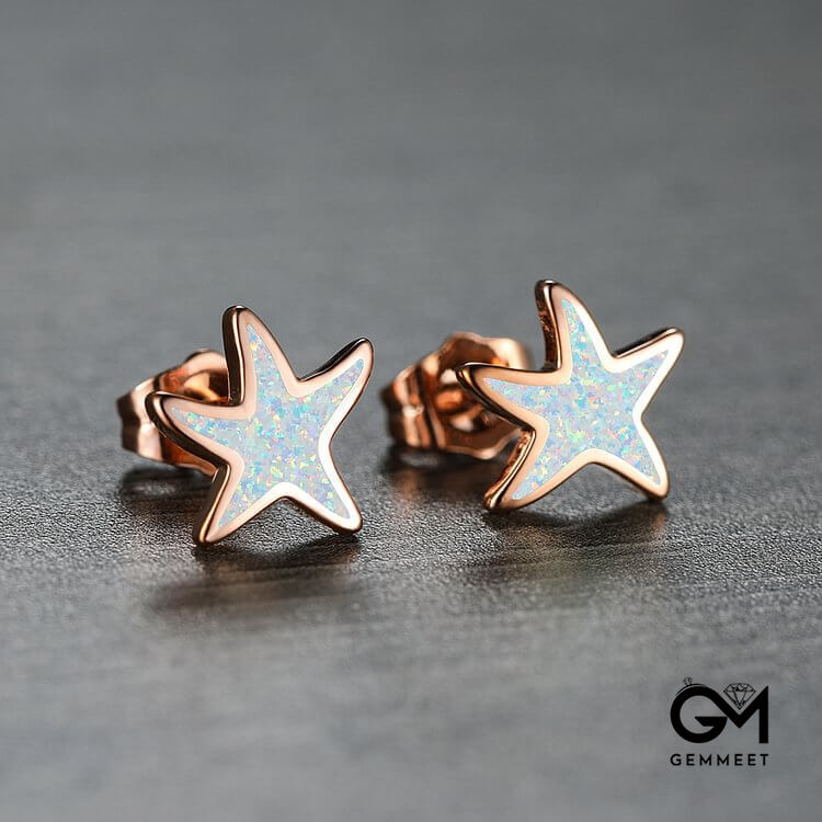 Blue Opal Starfish Earrings