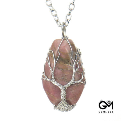 Octahedral  Crystal Tree of Life Necklace