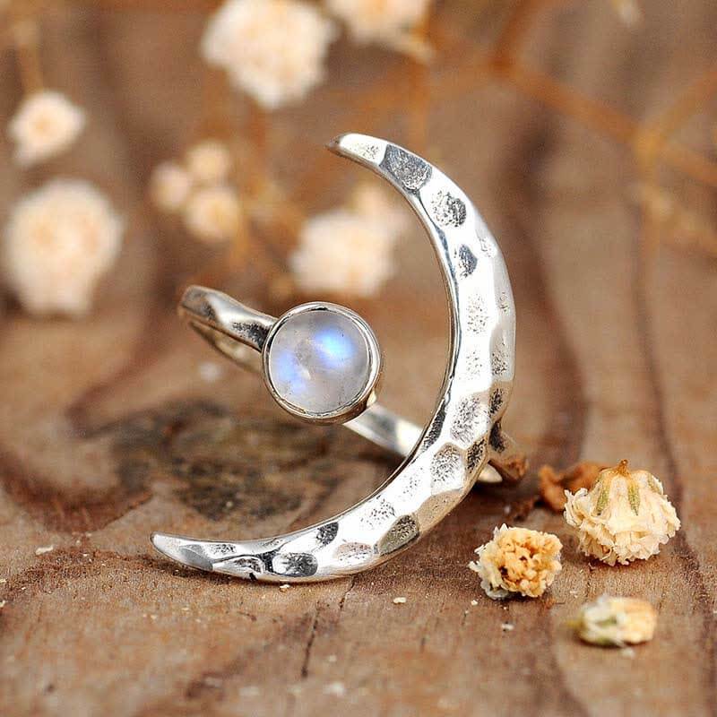 Moonstone Crescent Moon Ring