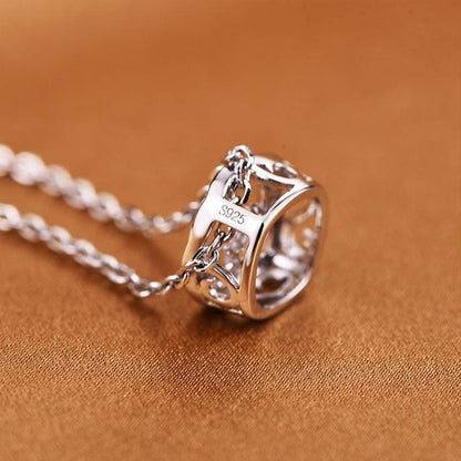 White Gold Rose Shape Full Stones Beating Pendant Chain