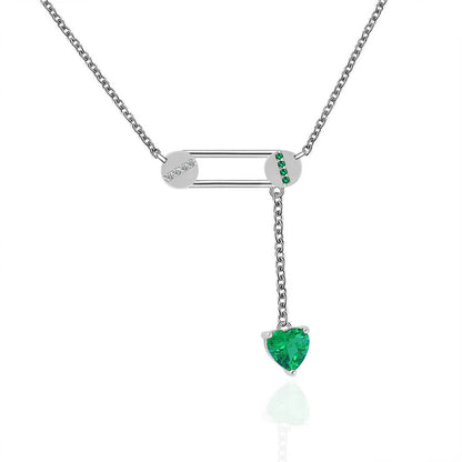 Slip Heart Emerald Pendant Chain