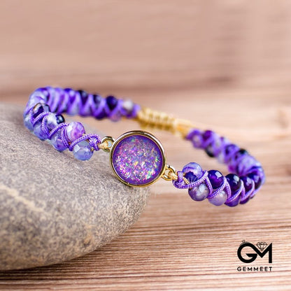 Purple Agate Woven Women's Bracelet