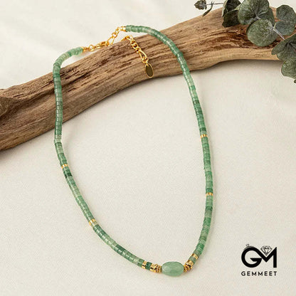 Stone Green Aventurine Handmade Beaded Necklace