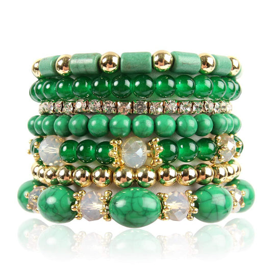 Green Stones Fold Wear Bead Bracelet