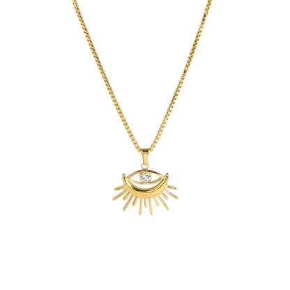 Golden Hollow Evil Eye Pendant Necklace