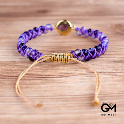 Purple Agate Woven Women's Bracelet