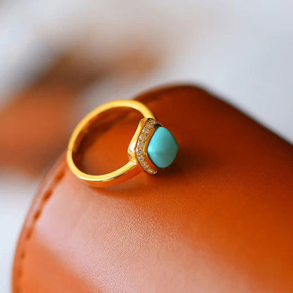 Natural Turquoise Protection Ring