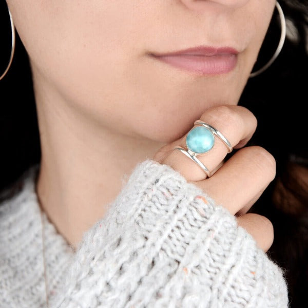 Preorder: 2 Layers Larimar Boho Ring