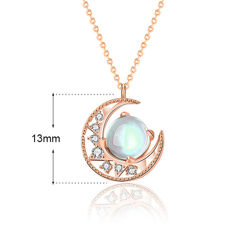 Moonstone Moon Pattern Love Necklace Pendant