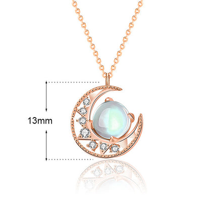 Moonstone Moon Pattern Love Necklace Pendant