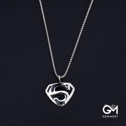 Titanium Steel Superman Logo Pendant Necklace