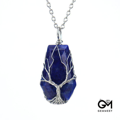 Crystal Octahedral Wealth Tree Necklace