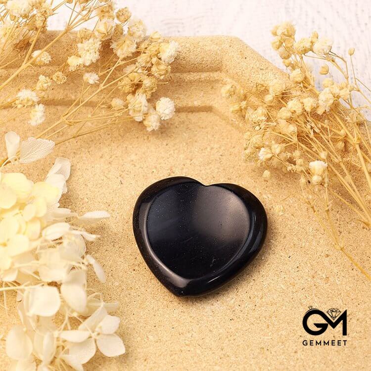 Black Obsidian Protection Heart Worry Stone