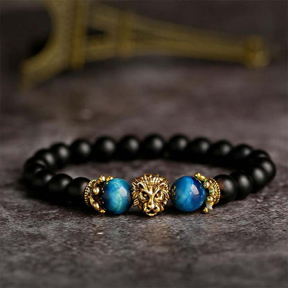 Natural Crystal Stone Lion Symbol Bracelet