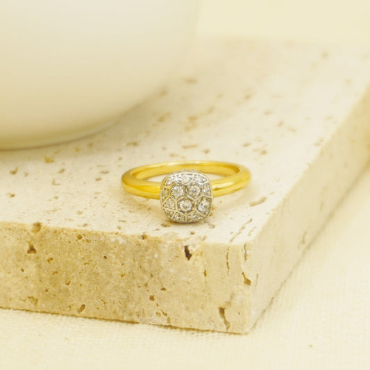 White & Gold Cluster Stones Ring