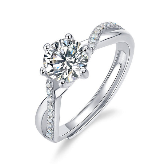 White Gold Rose Shape Moissanite Ring