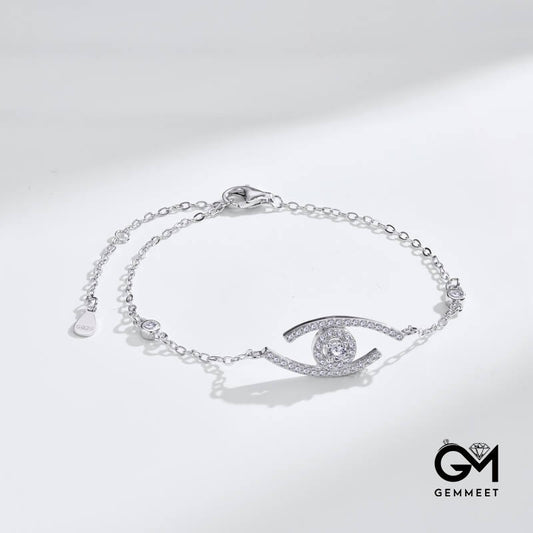 S925 Sterling Silver White Zircon Eye Design Bracelet